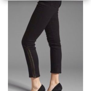 Rag & Bone Blk Lamb Leather braid Justine crop 24